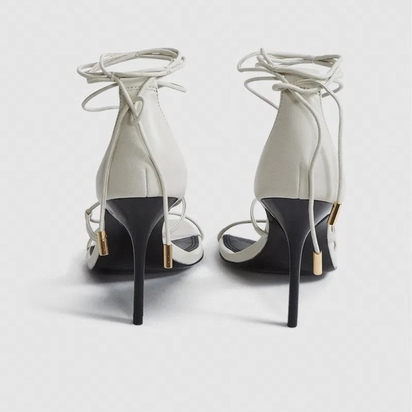 NWOB Reiss Kali Leather Strappy Wrap Stiletto Sandals in Off White Sz 38 US 7.5 - Picture 3 of 16